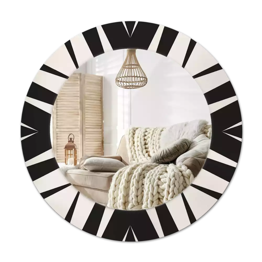 Rund spegel med tryckt ram Abstrakt geometri