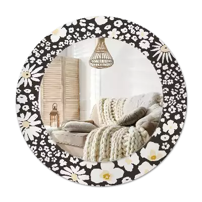 Rund spegel med tryckt ram Tusenskönor