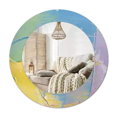 Rund spegel med tryckt Oljefärg konsistens