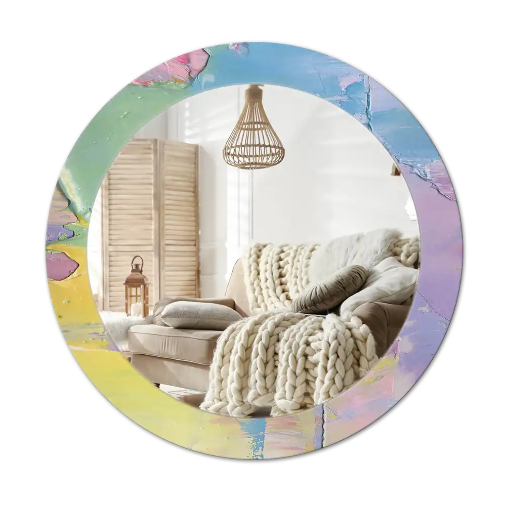 Rund spegel med tryckt Oljefärg konsistens