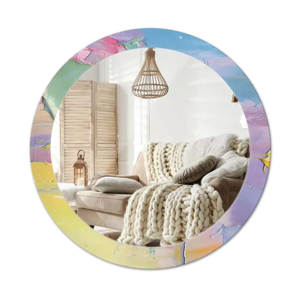 Rund spegel med tryckt Oljefärg konsistens