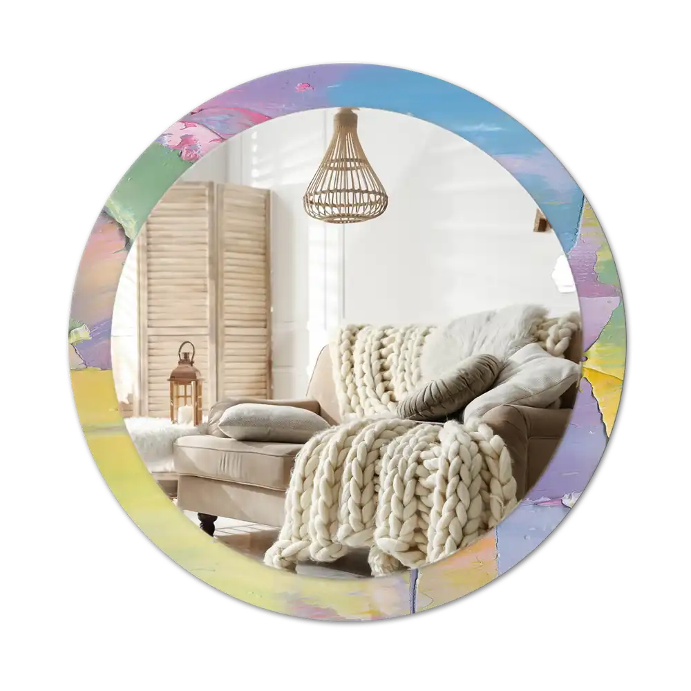 Rund spegel med tryckt Oljefärg konsistens