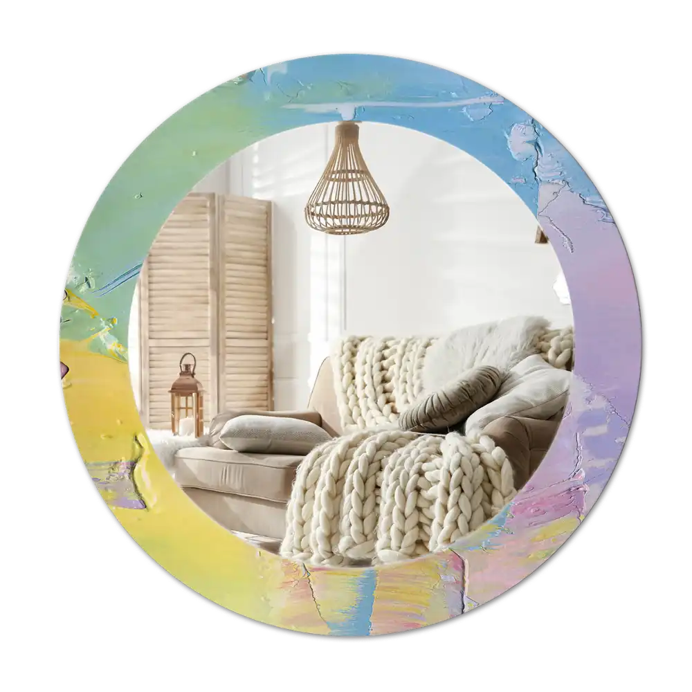 Rund spegel med tryckt Oljefärg konsistens