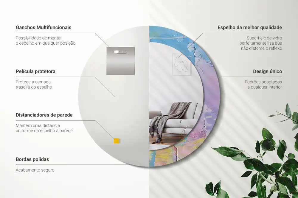 Rund spegel med tryckt Oljefärg konsistens