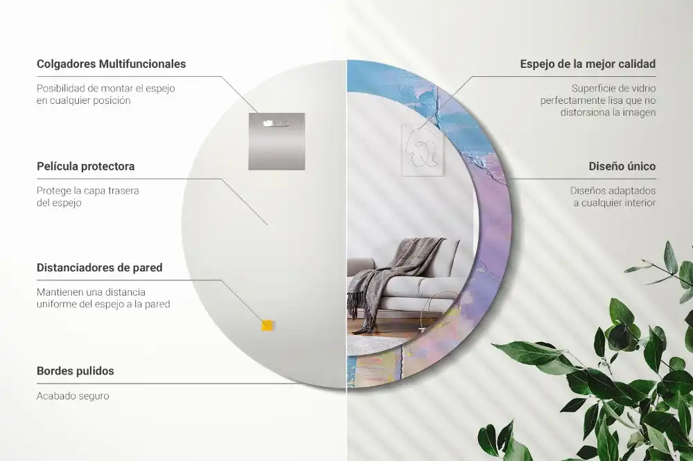 Rund spegel med tryckt Oljefärg konsistens