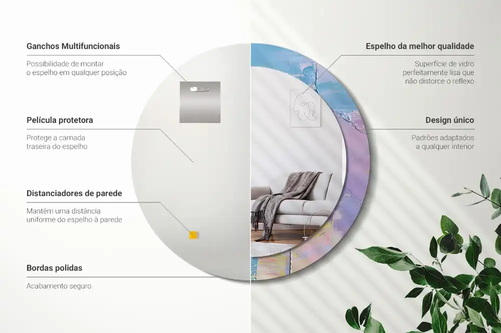 Rund spegel med tryckt Oljefärg konsistens