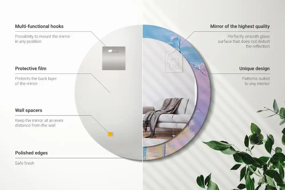 Rund spegel med tryckt Oljefärg konsistens