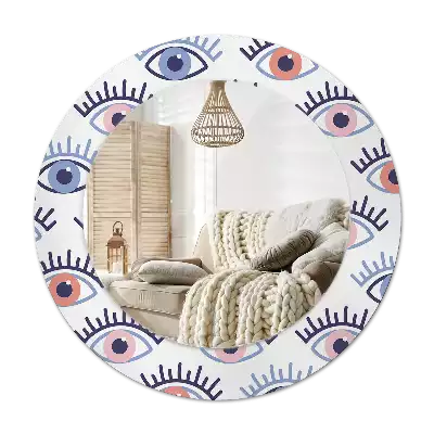 Rond spegel med tryckt ram Ögon