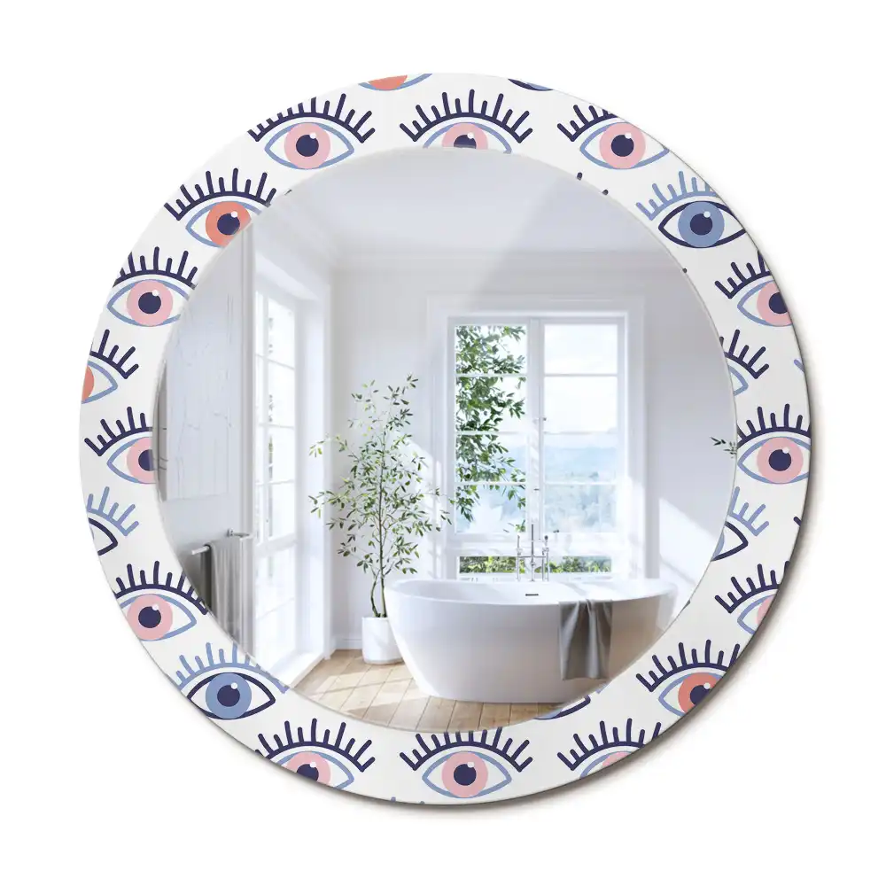 Rund spegel med tryckt ram Ögon
