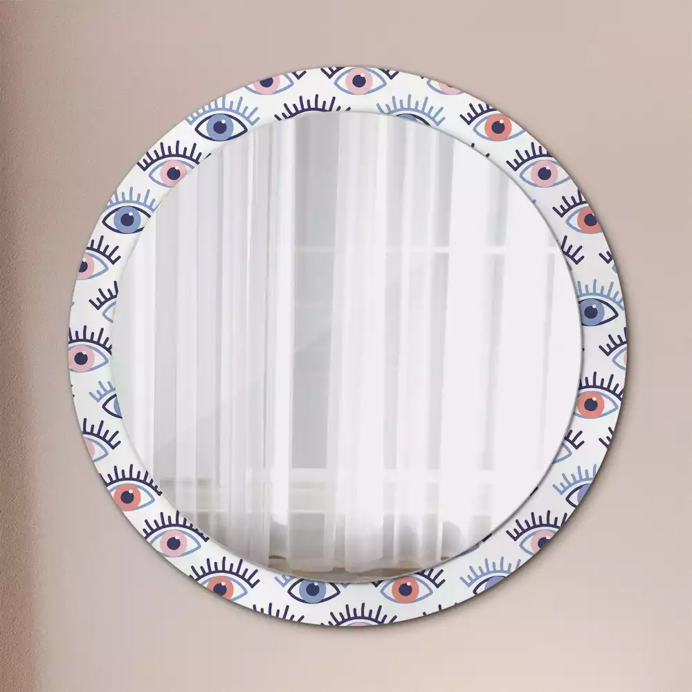 Rund spegel med tryckt ram Ögon