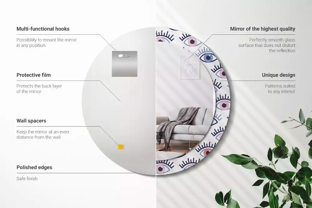 Rund spegel med tryckt ram Ögon