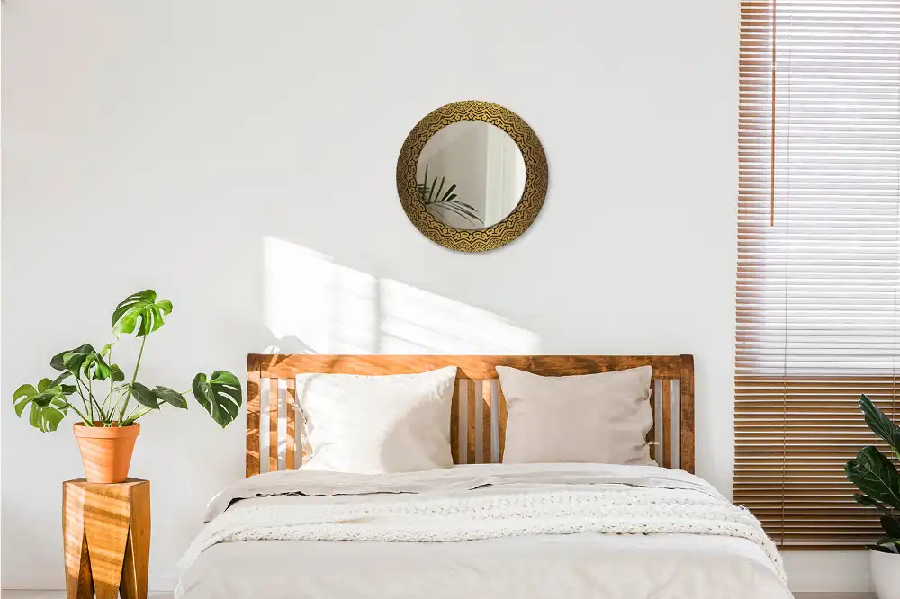 Rund spegel med tryckt Grekisk prydnad