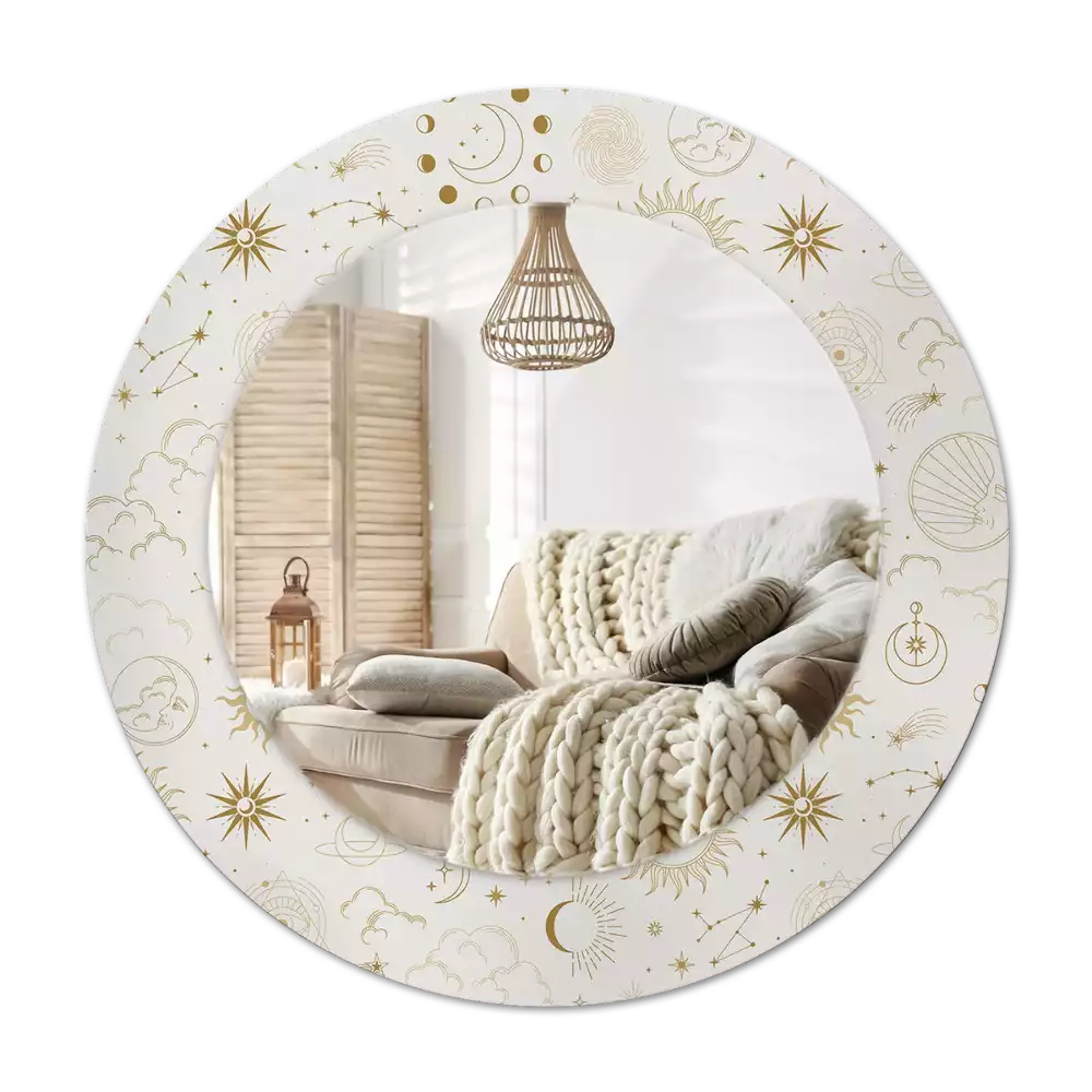 Rund spegel med tryckt ram Mystiskt mönster