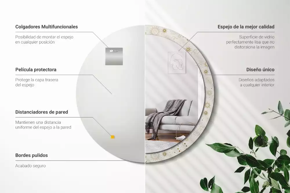 Rund spegel med tryckt ram Mystiskt mönster