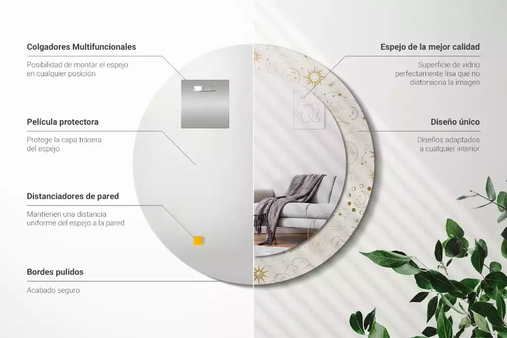 Rund spegel med tryckt ram Mystiskt mönster