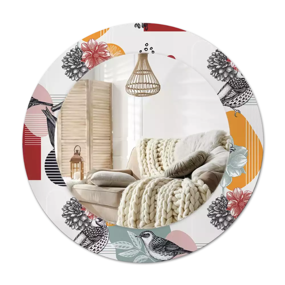 Rund spegel med tryckt Vintage Patki