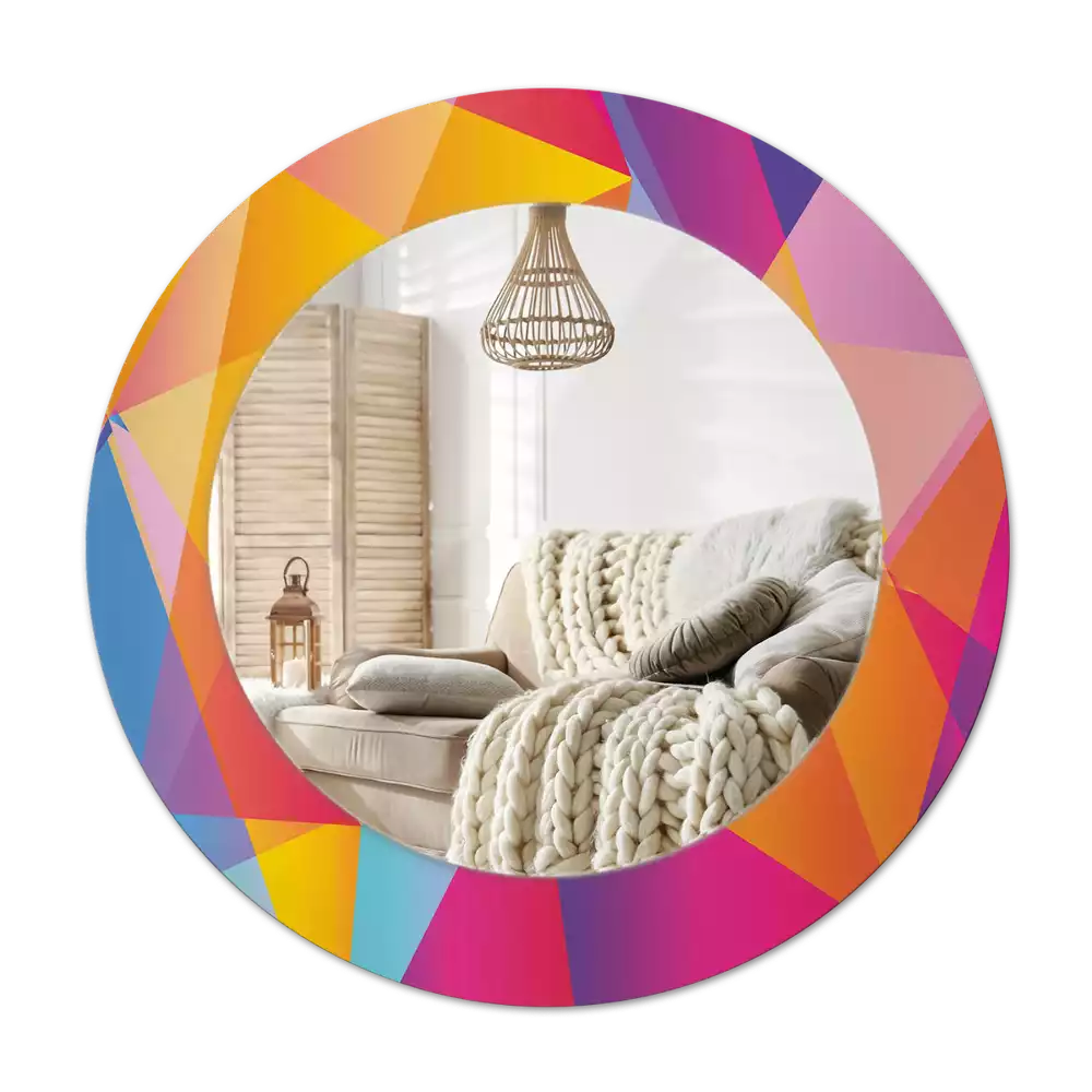 Rund spegel med tryckt Geometrisk sammansättning