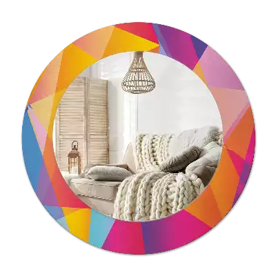 Rund spegel med tryckt Geometrisk sammansättning