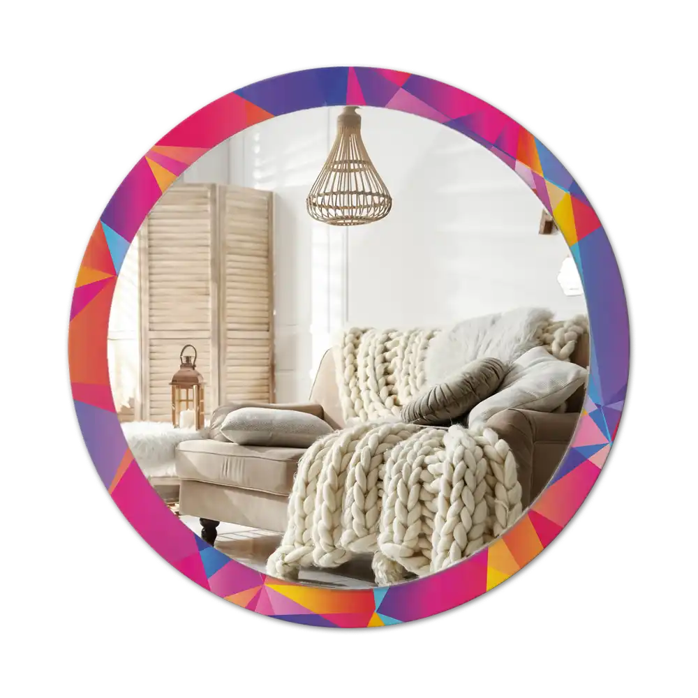 Rund spegel med tryckt Geometrisk sammansättning