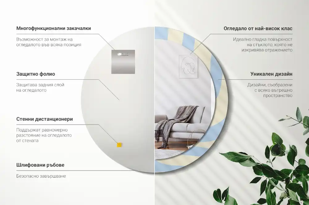 Rund spegel med tryckt Abstrakt form