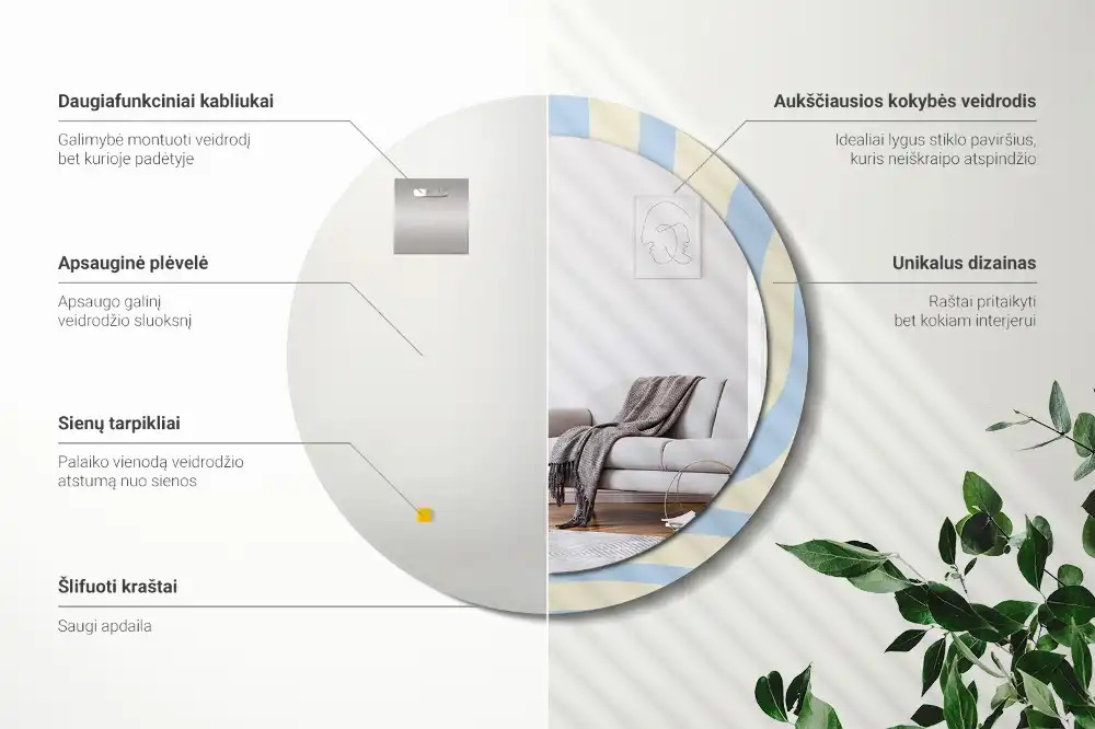 Rund spegel med tryckt Abstrakt form