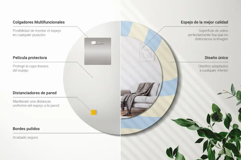 Rund spegel med tryckt Abstrakt form