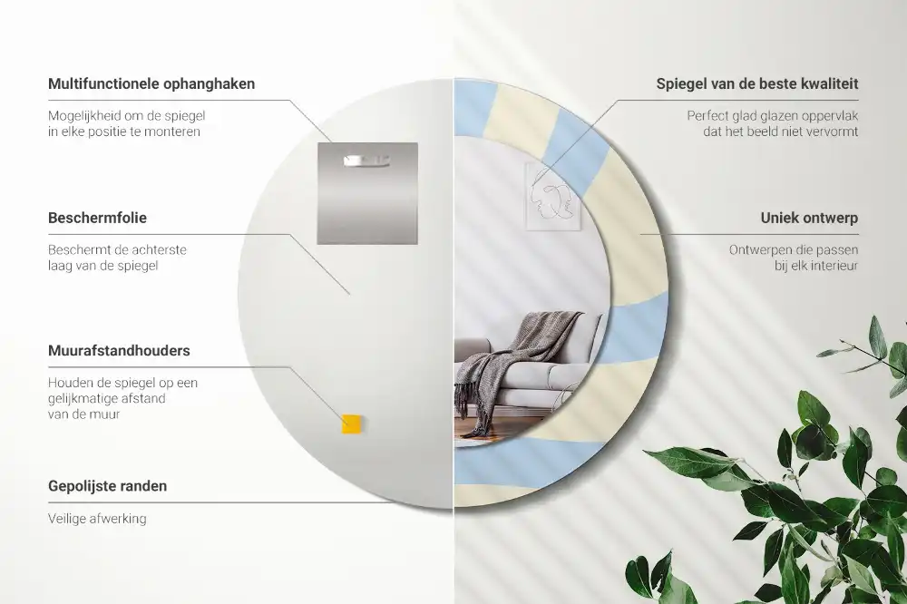 Rund spegel med tryckt Abstrakt form