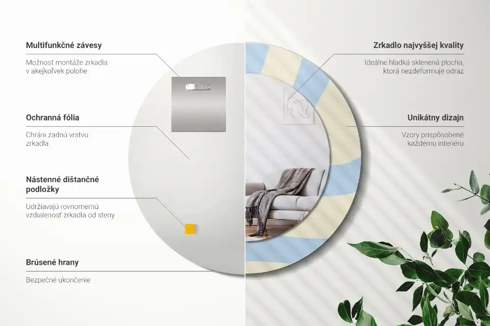 Rund spegel med tryckt Abstrakt form