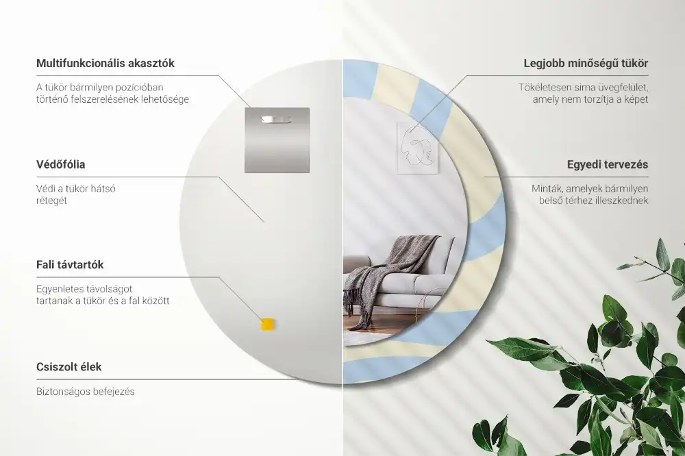 Rund spegel med tryckt Abstrakt form