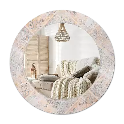 Rund spegel med tryckt Slitna plattor