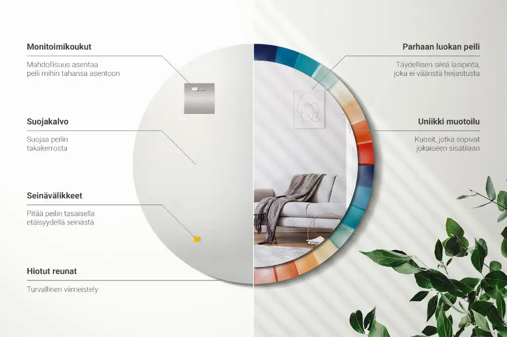 Rund spegel med tryckt Färgglada strålar plattor