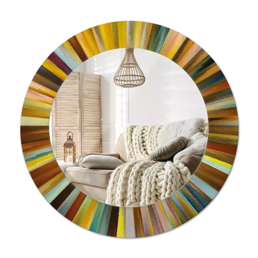 Rund spegel med tryckt Färgglada strålar