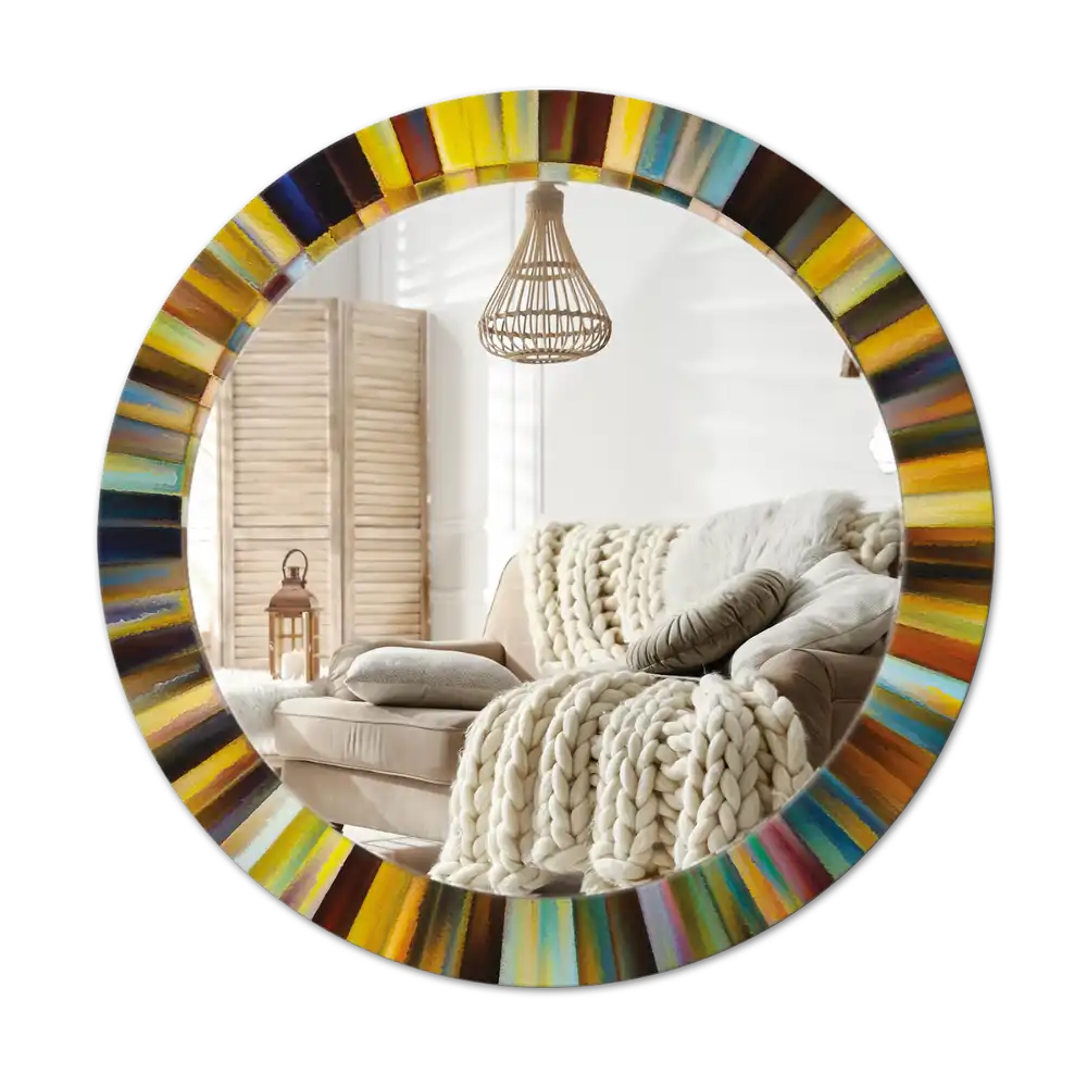 Rund spegel med tryckt Färgglada strålar