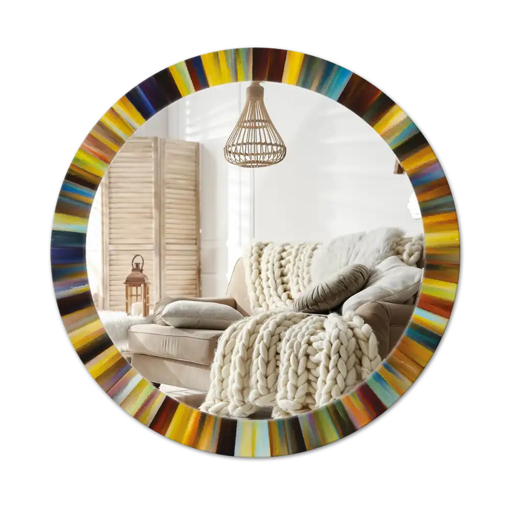 Rund spegel med tryckt Färgglada strålar