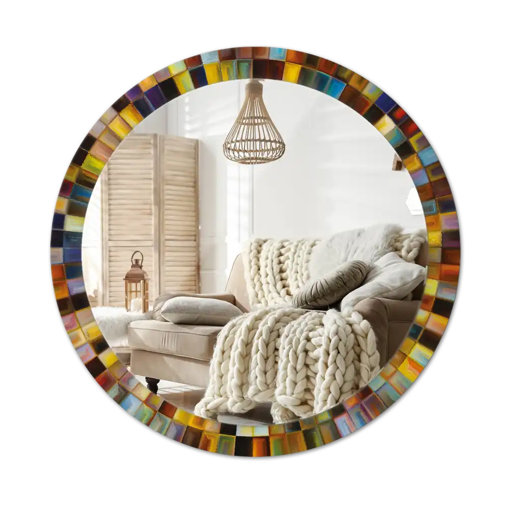 Rund spegel med tryckt Färgglada strålar