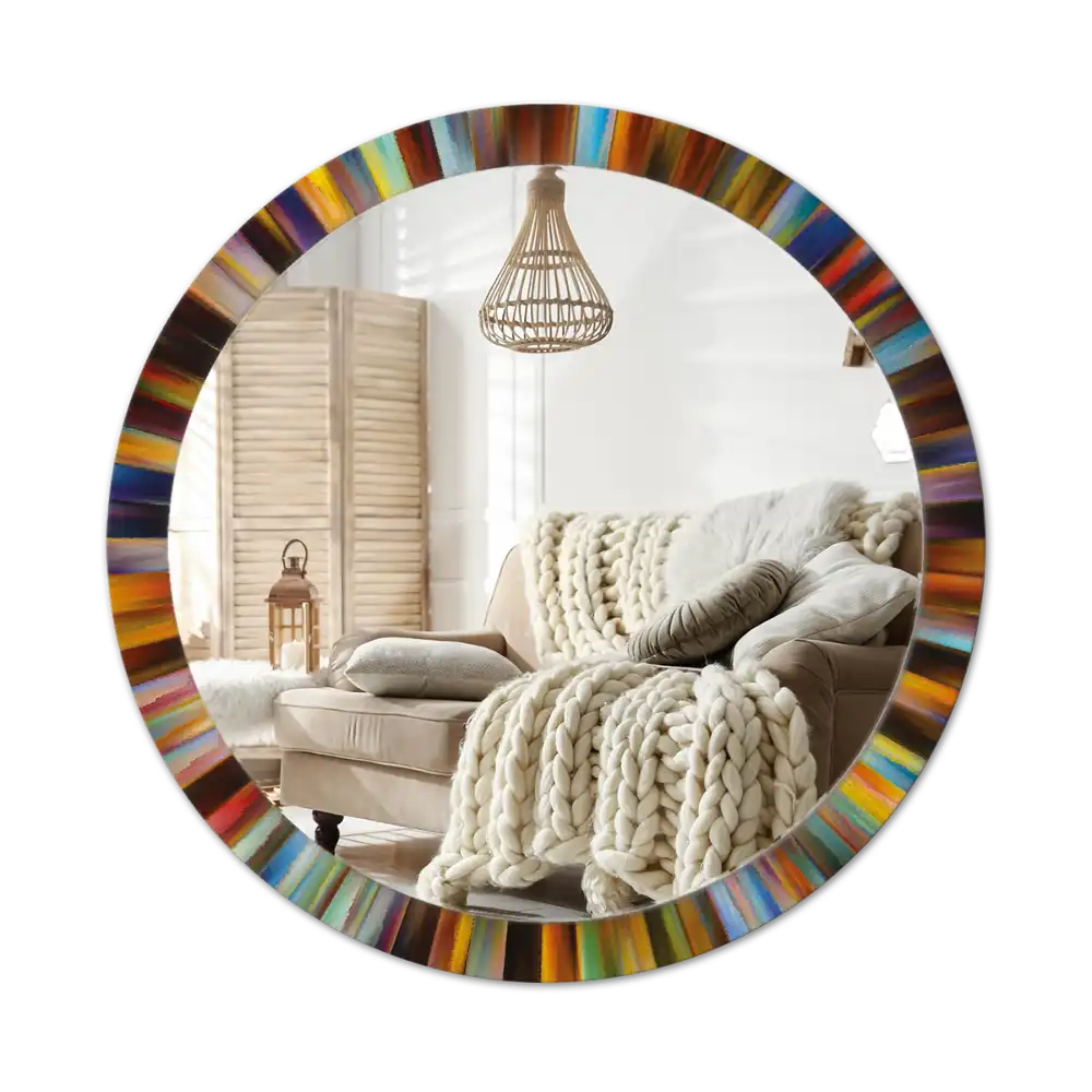 Rund spegel med tryckt Färgglada strålar