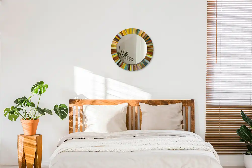 Rund spegel med tryckt Färgglada strålar