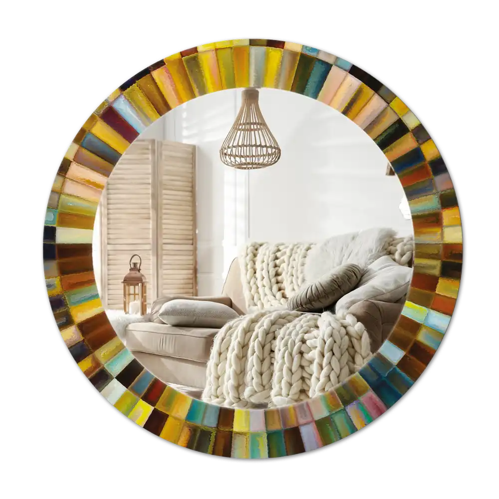 Rund spegel med tryckt Färgglada strålar