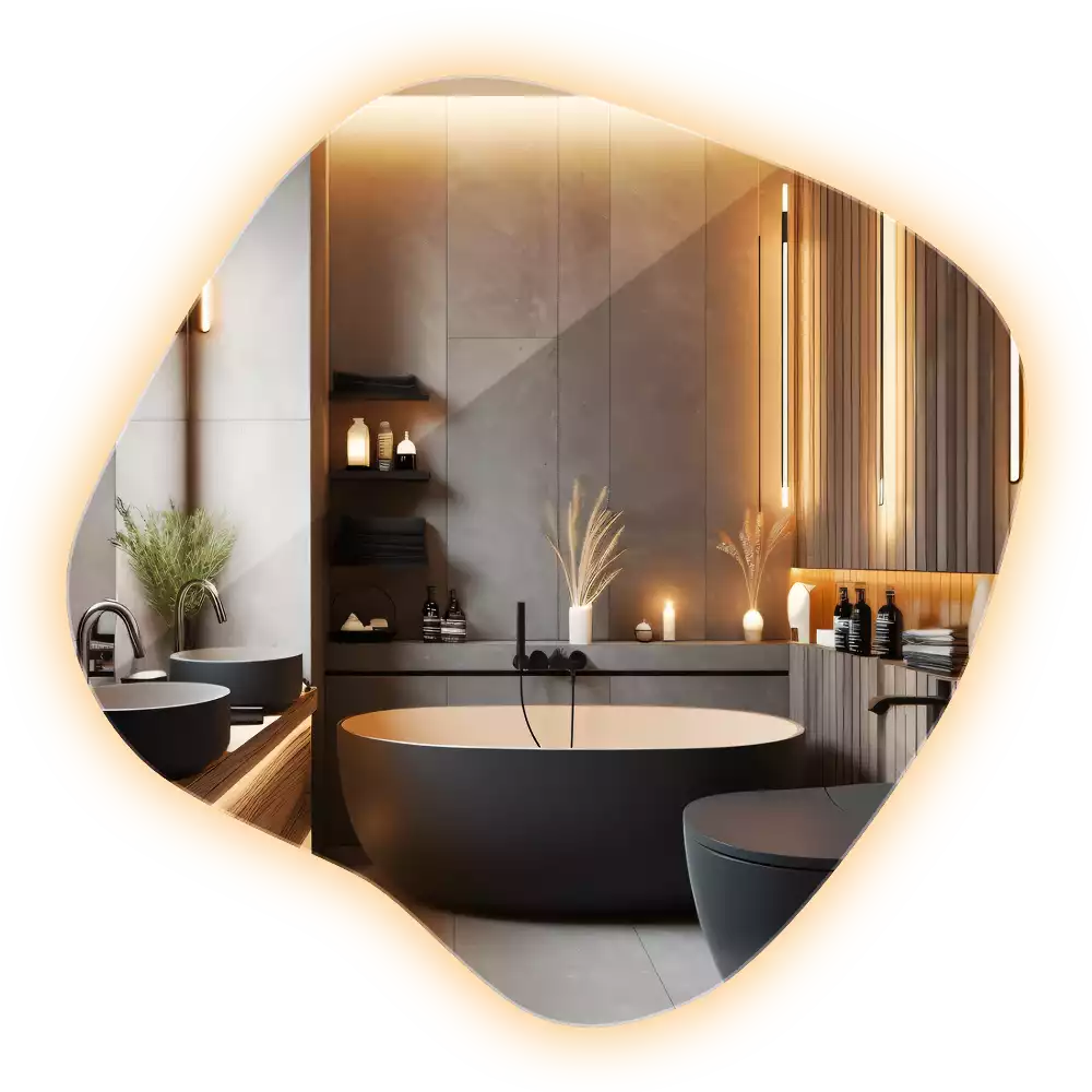 Spegel fläck unikatisk med LED-belysning