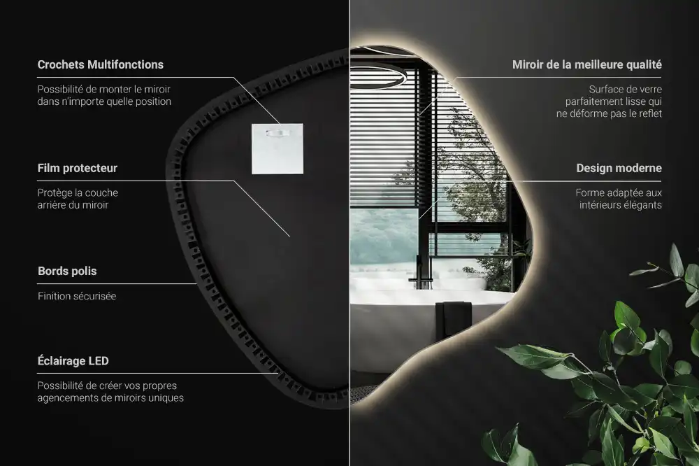 Spegel fläck unikatisk med LED-belysning