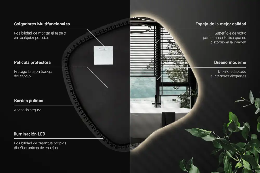 Spegel fläck unikatisk med LED-belysning