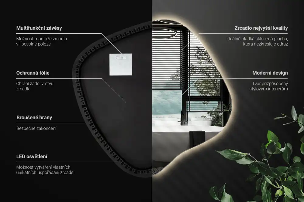 Spegel fläck unikatisk med LED-belysning