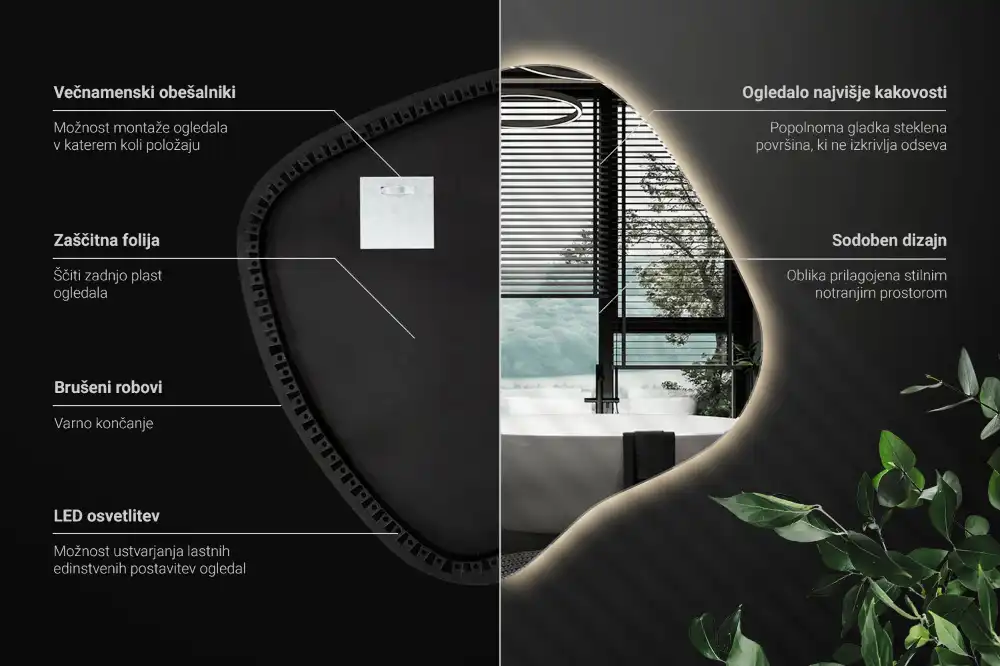 Spegel fläck unikatisk med LED-belysning