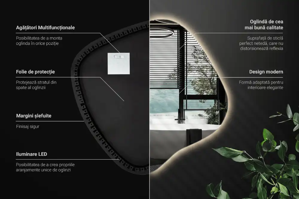 Spegel fläck unikatisk med LED-belysning