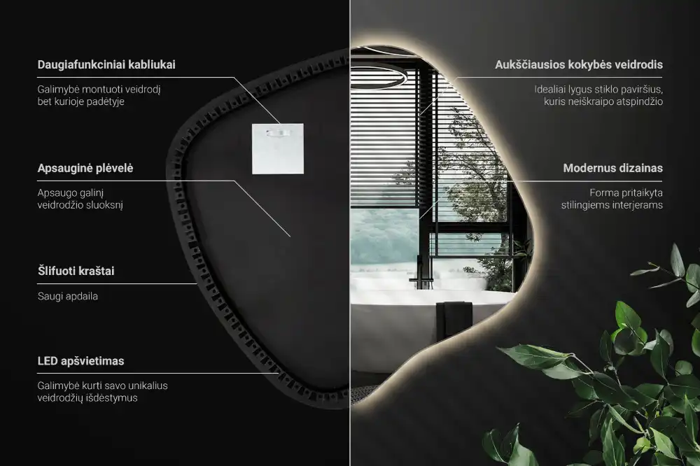 Spegel fläck unikatisk med LED-belysning