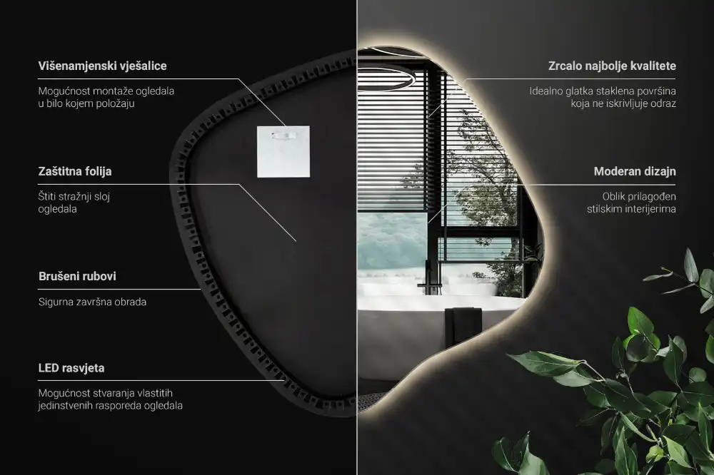 Spegel fläck unikatisk med LED-belysning