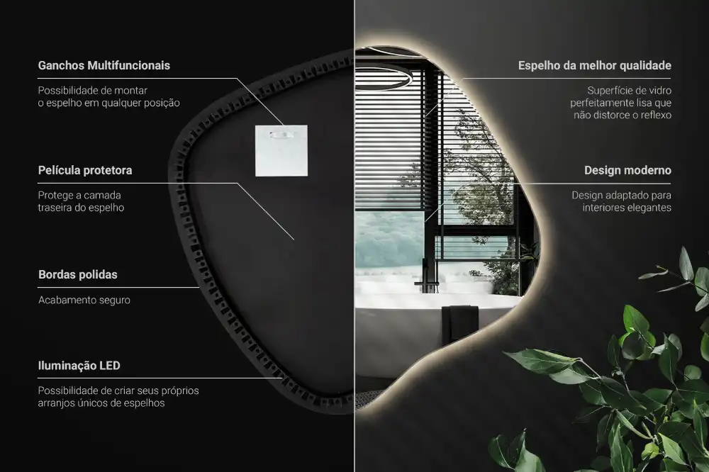 Spegel fläck unikatisk med LED-belysning