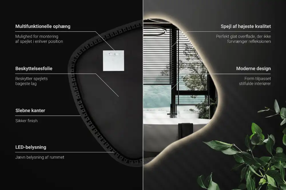 Spegel fläck unikatisk med LED-belysning