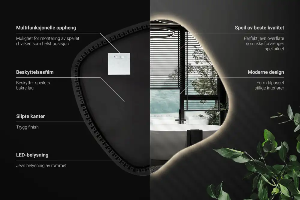 Spegel fläck unikatisk med LED-belysning