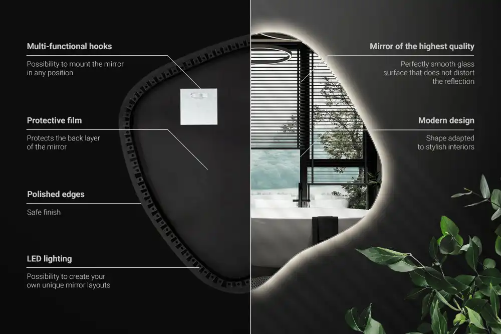 Spegel fläck unikatisk med LED-belysning